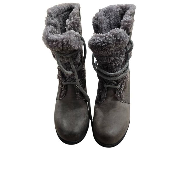 Sorel‎ Joan of Arctic Wedge II Shearling Boots Size 9 Women's Gray Lace Up - Picture 3 of 7